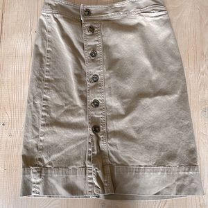 JCrew Khaki Pencil Skirt with Button Detail Size 6